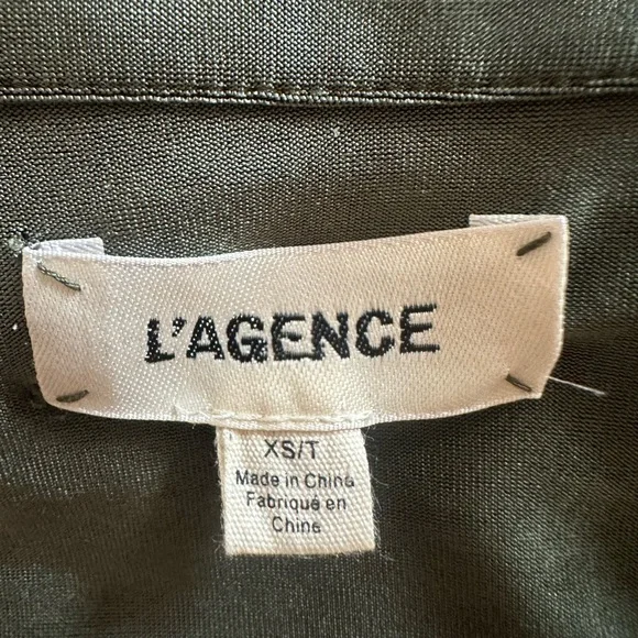 L'agence Rivi Midi Shirt Dress Olive Green XS Utility Business Casual Luxury - Picture 9 of 13